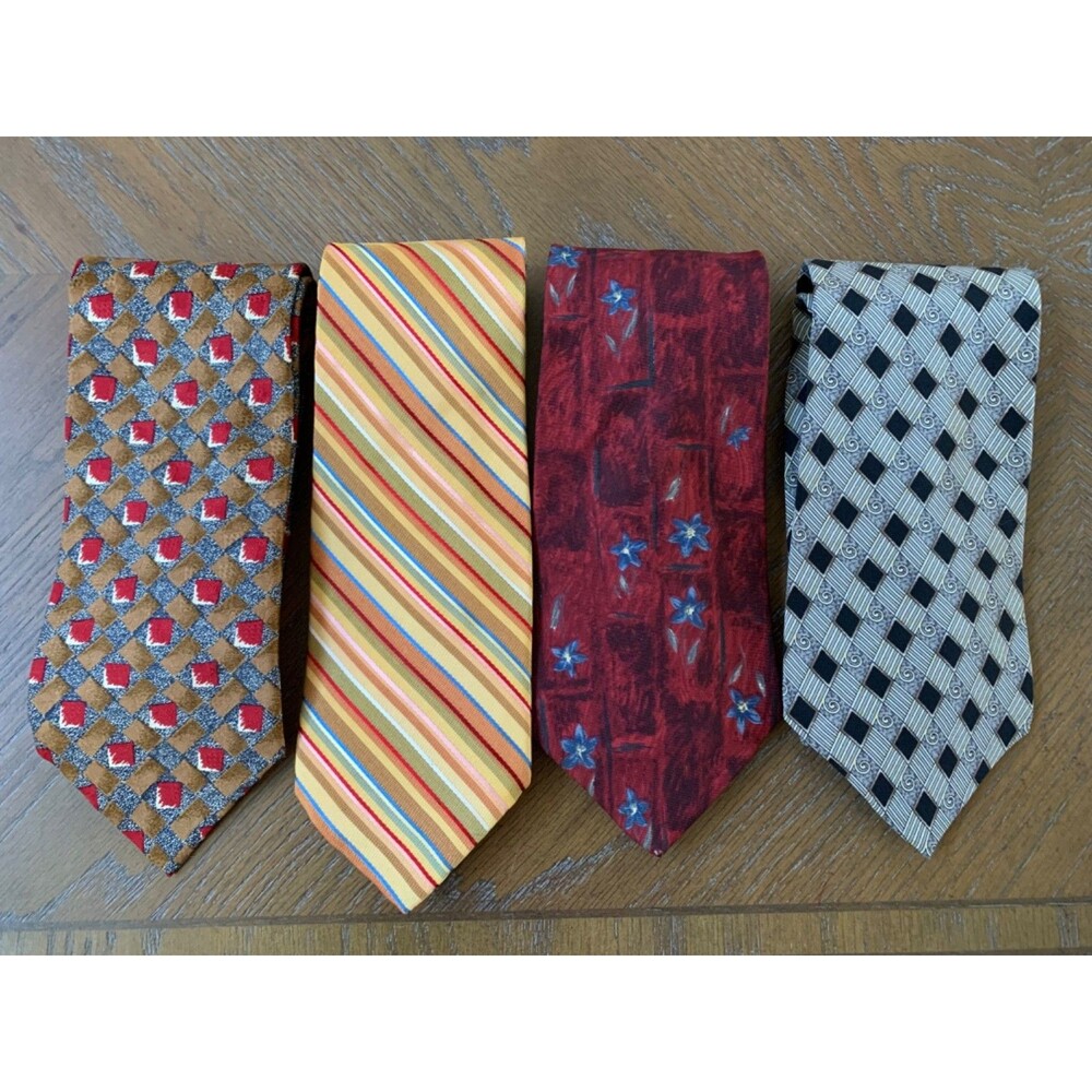 4 Vintage 100% Silk Ties- Various Brands